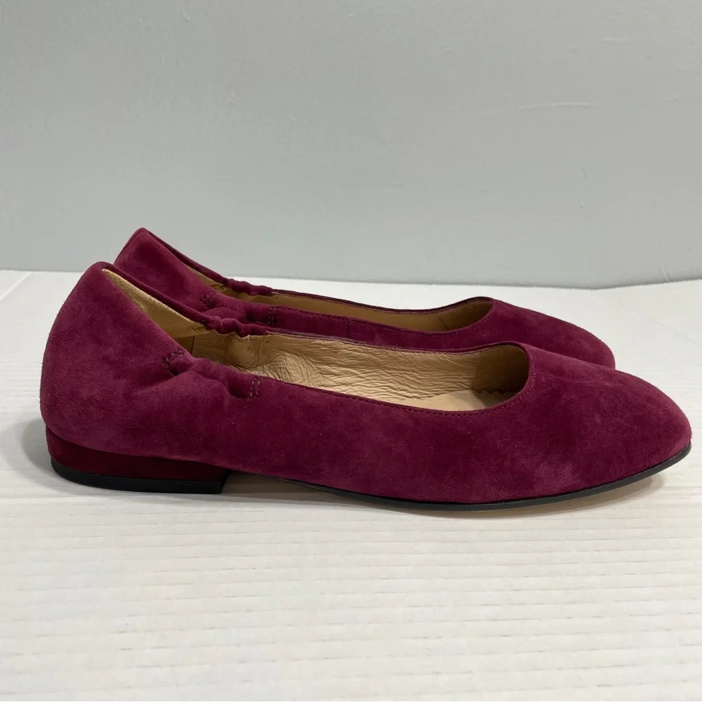 Eileen Fisher Ruby suede square toe ballet flats slip on burgundy sz 7.5 Casual